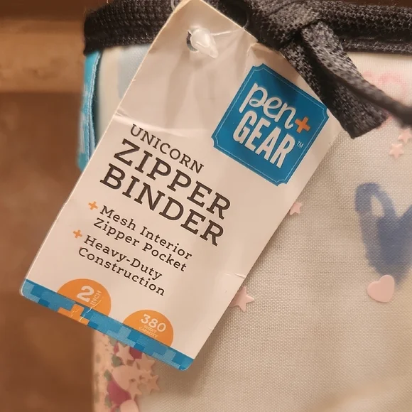 Unicorn Zipper Binder with Pink and Purple Highlights - Picture 3 of 5